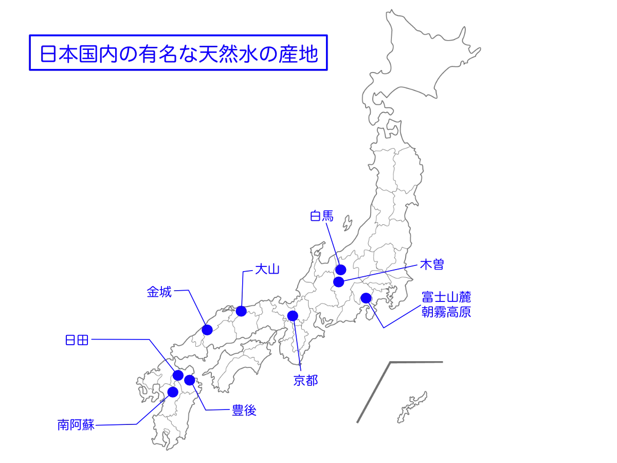 国内の有名な天然水の採掘場所