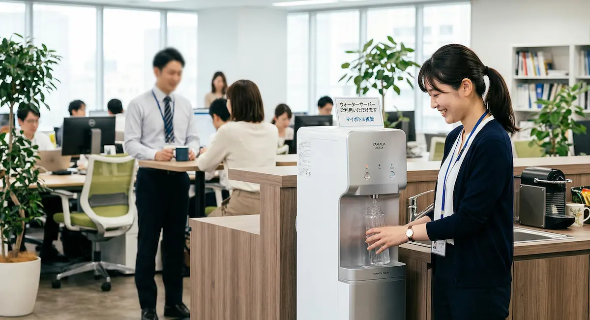 オフィスでのウォーターサーバーの置いてある雰囲気